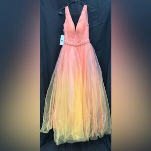 Mac Duggal 20378 NWT Beaded Belt Wrap Over Sleeveless Ballgown One-of-a-kind